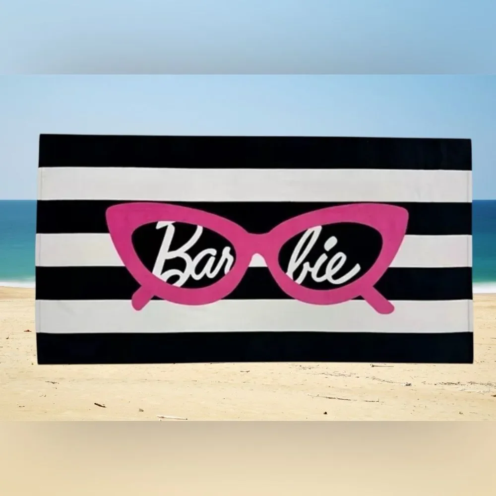 Barbie Black‎ and White Stripe Beach Towel